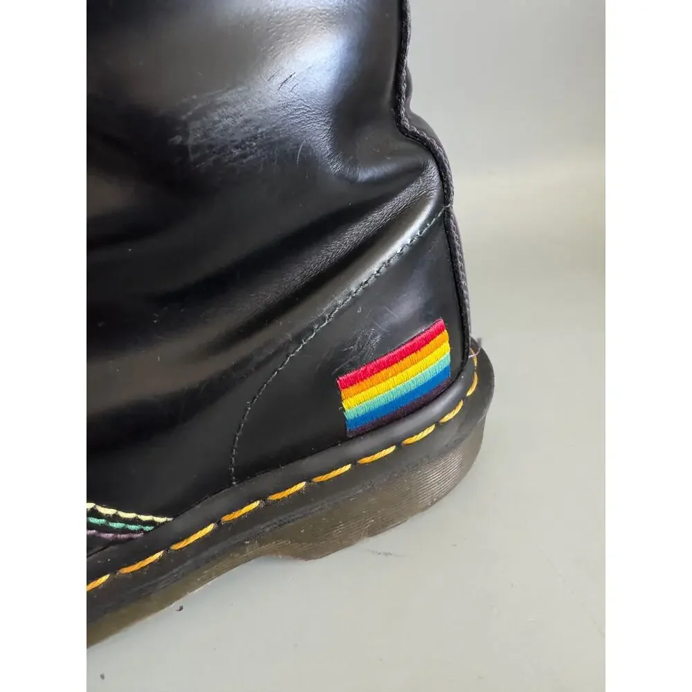 Dr. Martens 1460 Pride Rainbow Stitch Black Leather Combat Boots Women 8 Men 7 - Picture 5 of 14